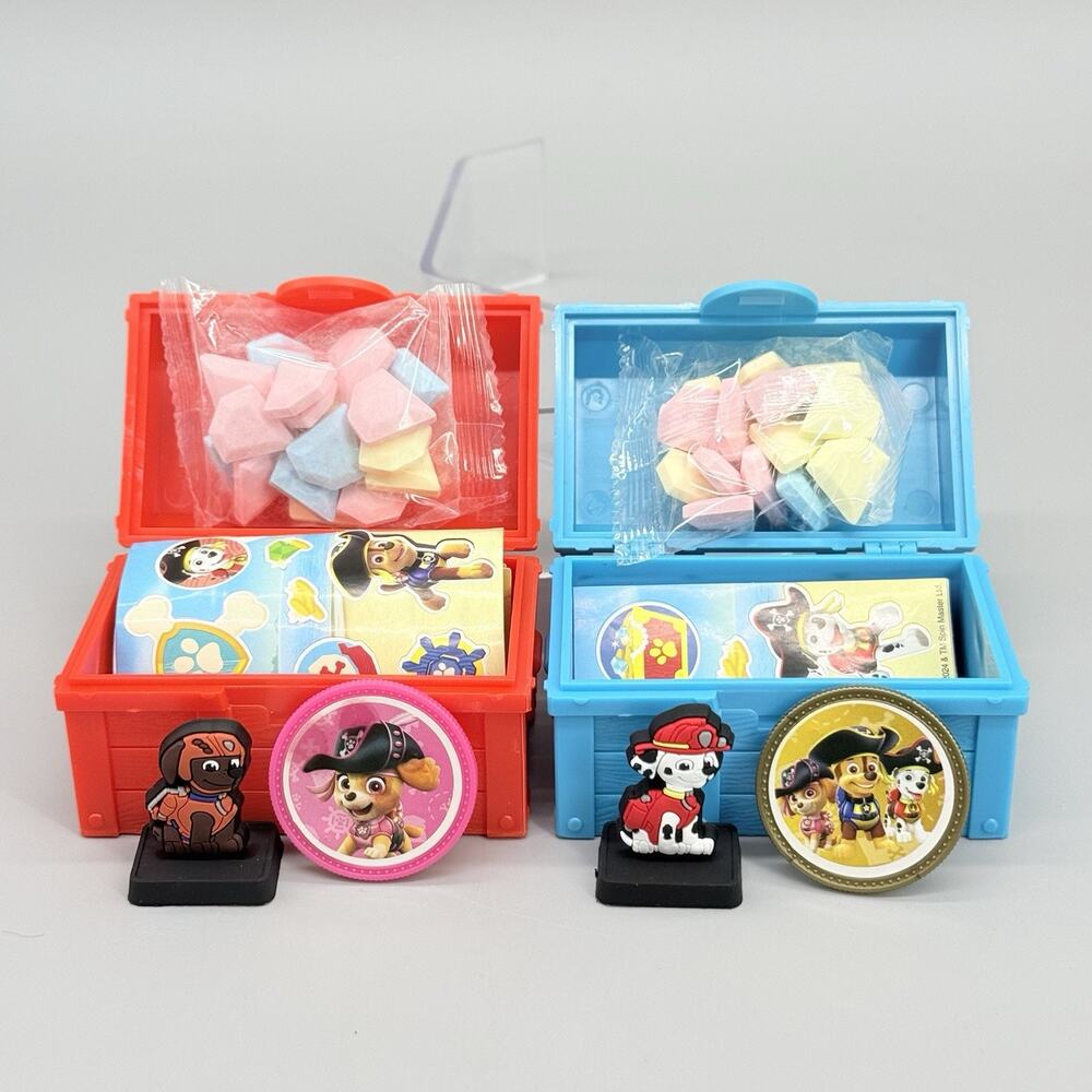 Paw Patrol Mystery Treasure Chest Lot of 2 Marshall Zuma Super Rare Coin Sticker